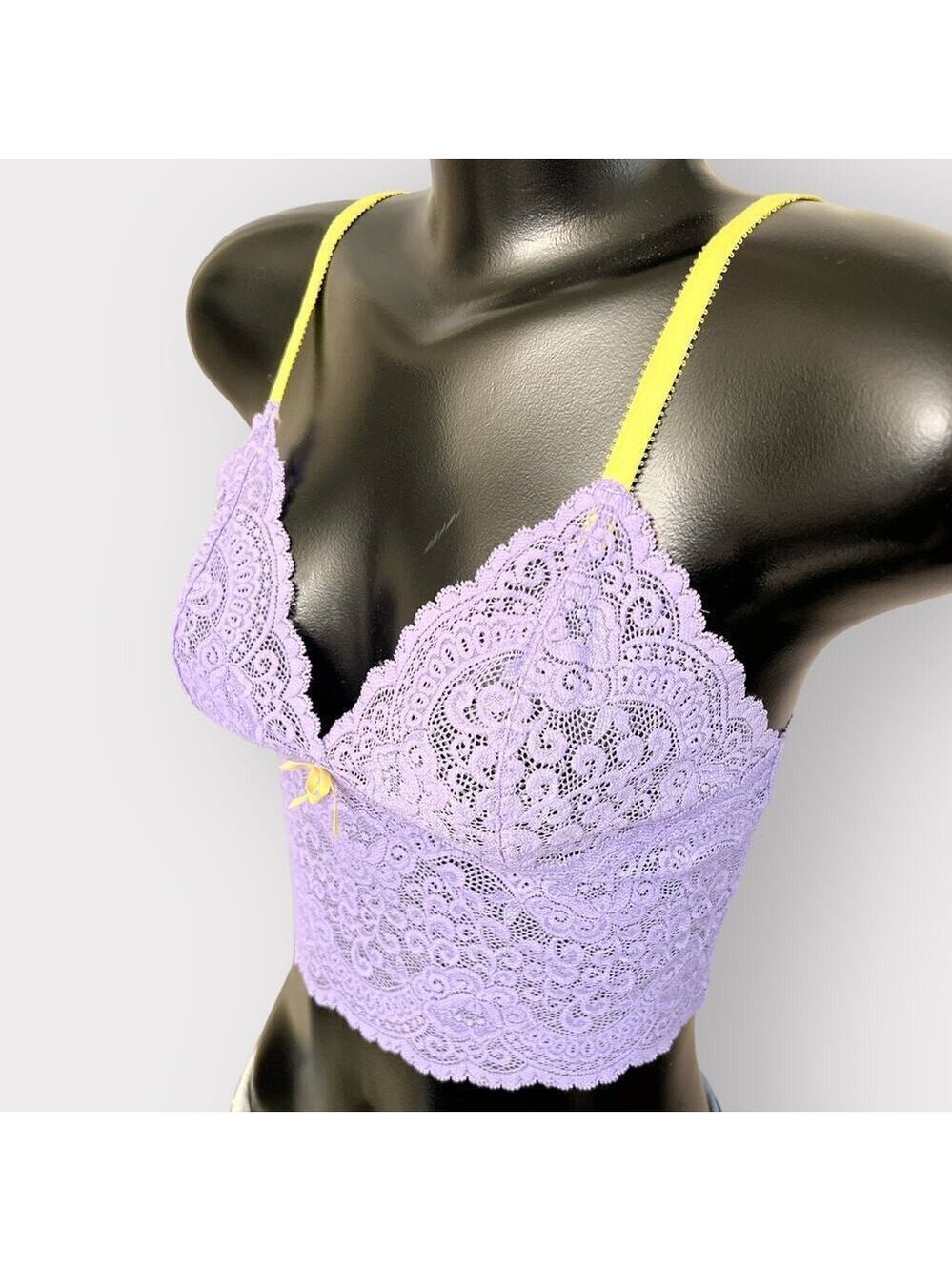 Victoria’s Secret VINTAGE Longline Lace Bralette Womens M Purple Coquette Pastel - Picture 3 of 10